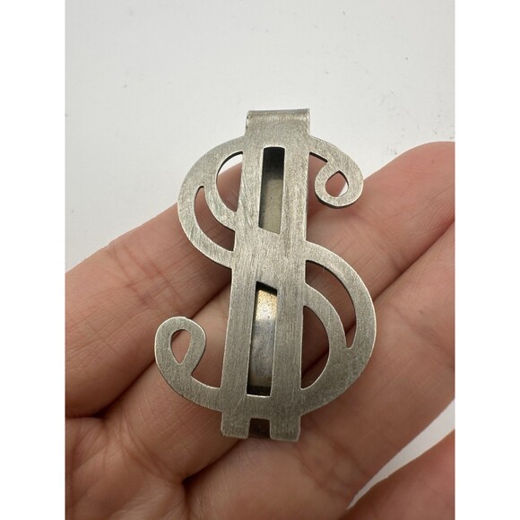 Vintage Sterling Silver Money Clip Dollar Sign